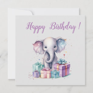 cute elephant for birthday holiday card
