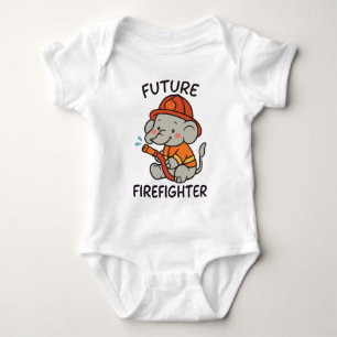 Cute Elephant Future Firefighter Kids fun Baby Bodysuit