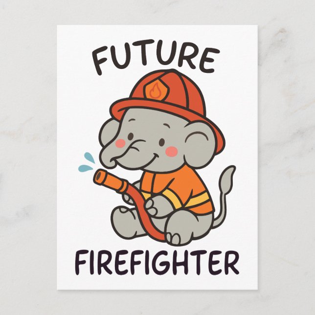 Cute Elephant Future Firefighter Kids fun Postcard (Front)