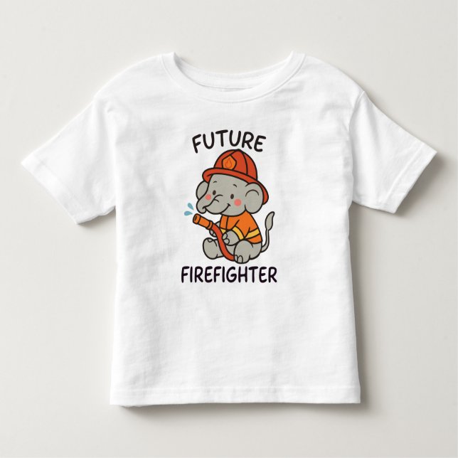 Cute Elephant Future Firefighter Kids fun Toddler T-Shirt (Front)