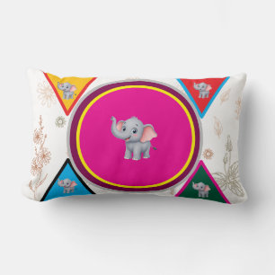 Cute Elephant Geometric Kids Throw Pillow