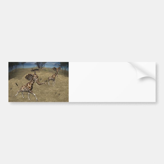Cute Elephant Giraffes Bumper Sticker (Front)