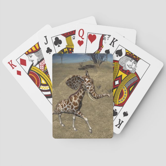 Cute Elephant Giraffes Playing Cards (Back)
