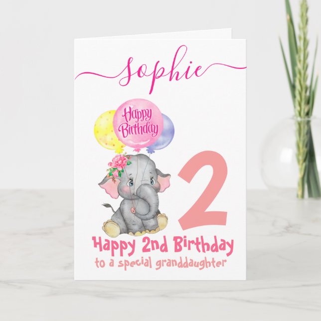 cute elephant girl birthday card (Front)