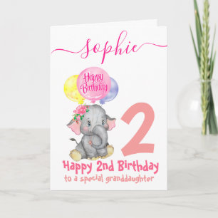cute elephant girl birthday card