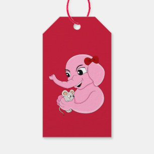 Cute elephant girl cartoon gift tags