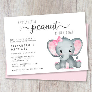 Cute Elephant Girl Couples Baby Shower Invitation