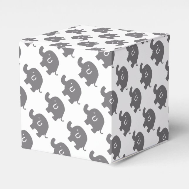 Cute Elephant Grey And White Favour Boxes (Front Side)