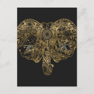 Cute Elephant hand drawn Henna floral Postcard