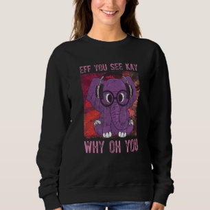 Cute Elephant Headphones And Glasses Hipster Sweatshirt