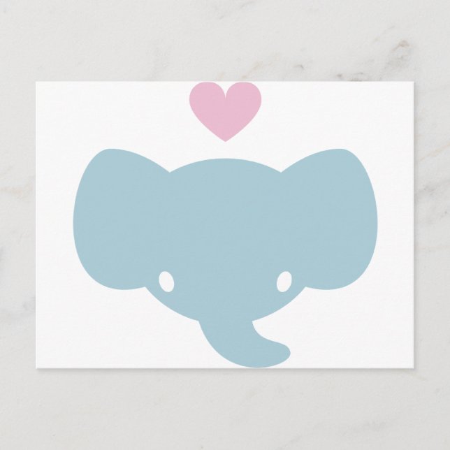 Cute Elephant Heart Graphic Postcard (Front)