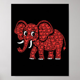 Cute Elephant Heart Kids Mens Womens Valentine Ele Poster