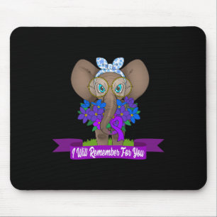Cute Elephant Heimerheimer Awareness Gift Purple R Mouse Pad