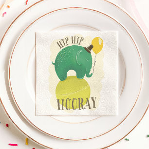 Cute elephant. Hip Hip Hooray kids birthday animal Napkin