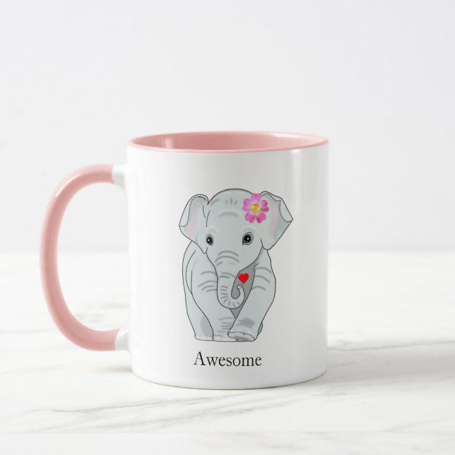 Cute Elephant Holding a Heart Mug (Left)