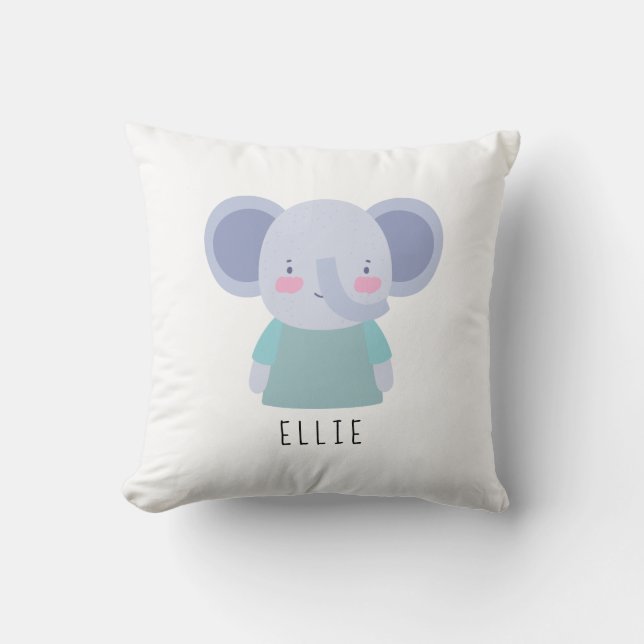 Cute Elephant Illustration - Customisable Cushion (Front)