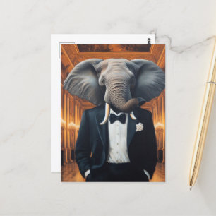 Cute Elephant in a Tux Postcard