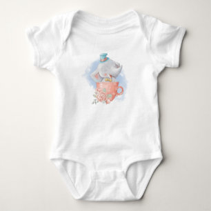 Cute Elephant In Cup Sublimation Baby Bodysuit