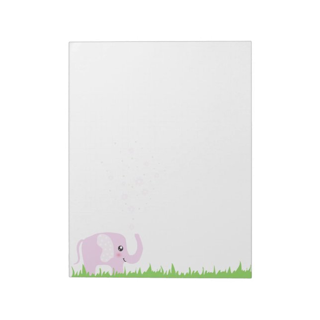 Cute elephant in girly pink & purple notepad (Rotated)