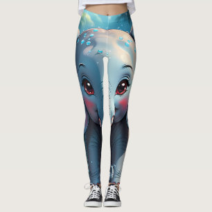 Cute Elephant in the Rain Leggings