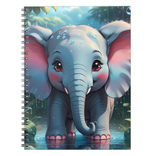 Cute Elephant in the Rain Notebook