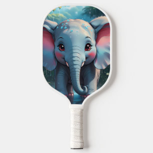Cute Elephant in the Rain Pickleball Paddle