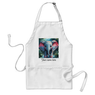 Cute Elephant in the Rain Standard Apron