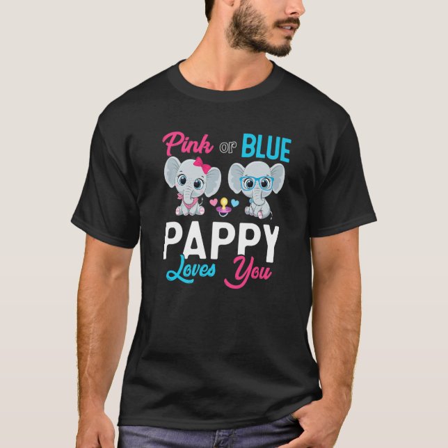 Cute Elephant Keeper Of The Gender Pappy Loves You T-Shirt (Front)