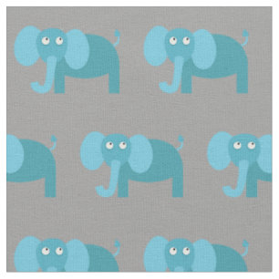 Cute Elephant Kid Baby Nursery Grey Fabric