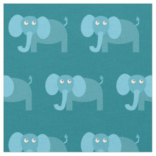 Cute Elephant Kid Baby Nursery Teal Fabric