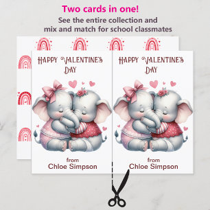 Cute Elephant Kid's Valentine Party Classroom Card