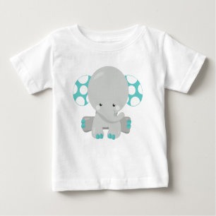 Cute Elephant, Little Elephant - Blue Grey Baby T-Shirt