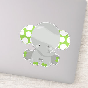 Cute Elephant, Little Elephant - Green Grey