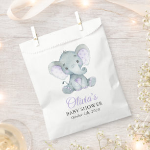 Cute Elephant, Little Elephant, Lilac, Baby Shower Favour Bag