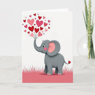 Cute Elephant Love Hearts Card