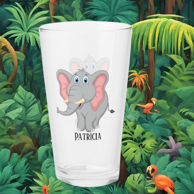 Cute elephant lovers add name Glass (Creator Uploaded)