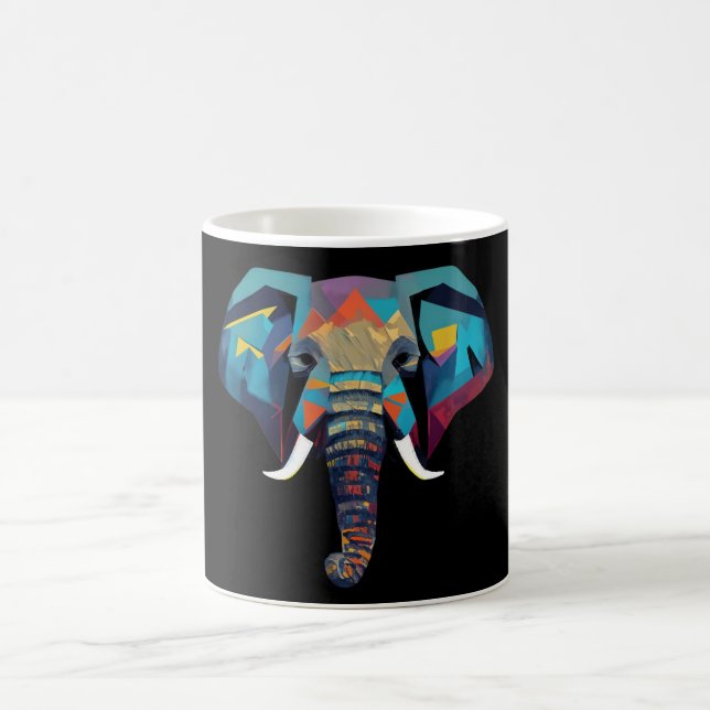Cute Elephant low poly illustration Coffee Mug (Center)