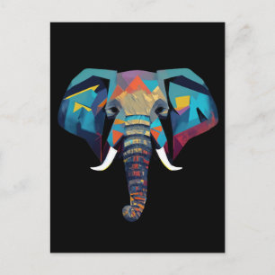 Cute Elephant low poly illustration Postcard
