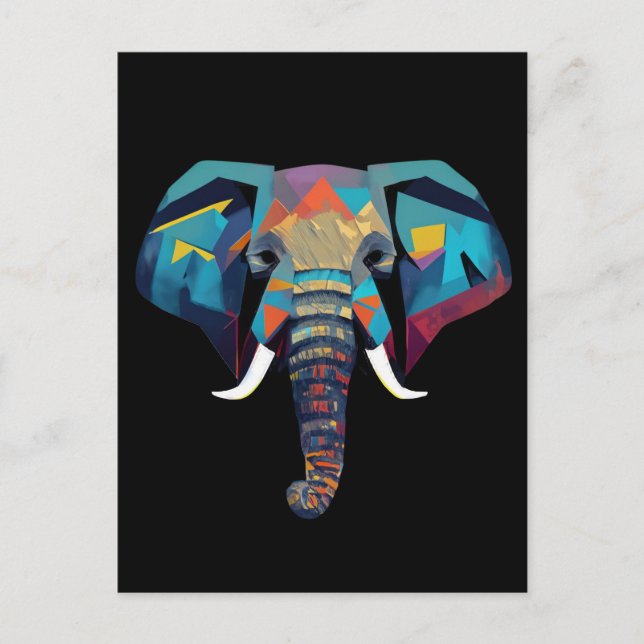 Cute Elephant low poly illustration Postcard (Front)
