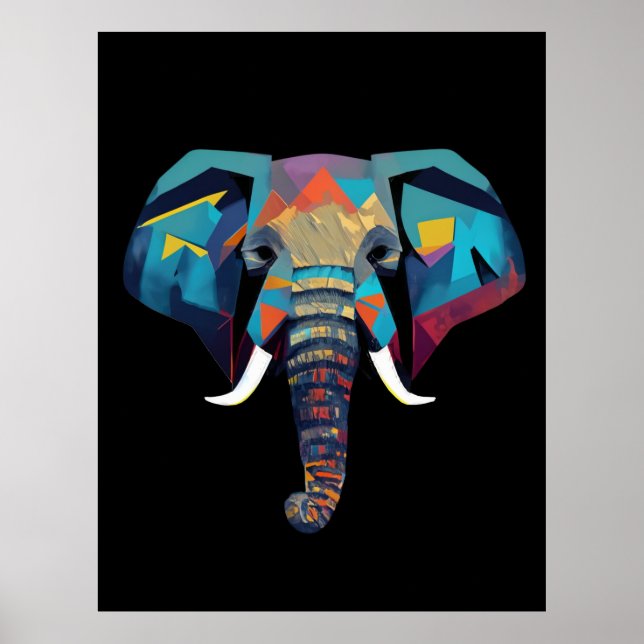 Cute Elephant low poly illustration Poster (Front)