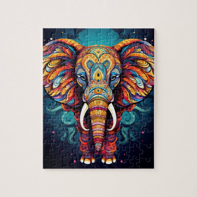 Cute Elephant Mandala Jigsaw Puzzle (Vertical)