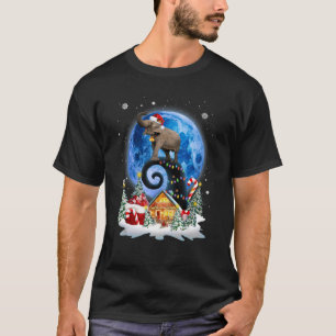 Cute Elephant Moon Blue Merry Christmas Elephant T-Shirt