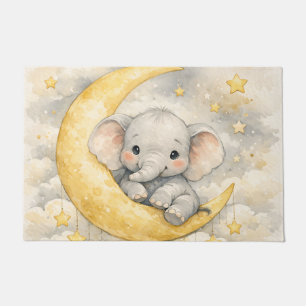 Cute Elephant Moon Nursery Art Doormat