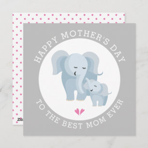 Cute elephant mother and baby grey Mothers Day Holiday Card