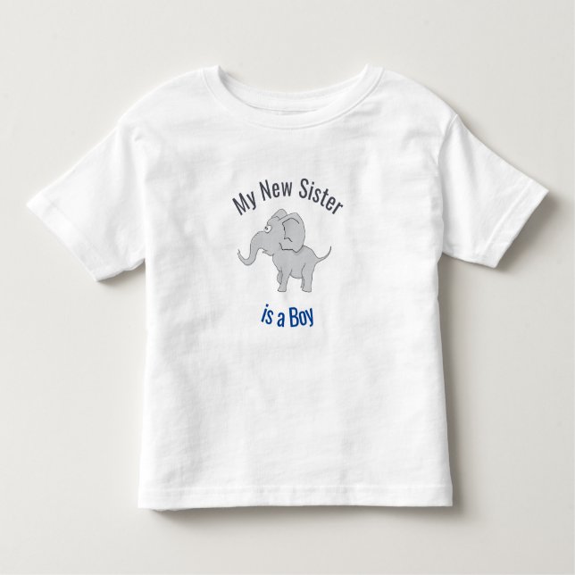 Cute Elephant | New Sister is a Boy Toddler T-Shirt (Front)