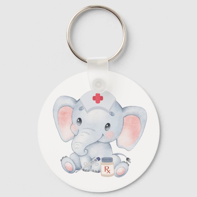 Cute Elephant Nurse Key Ring (Front)