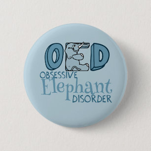 Cute Elephant Obsessed Blue 6 Cm Round Badge