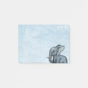 Cute Elephant on Blue Post-It Notes