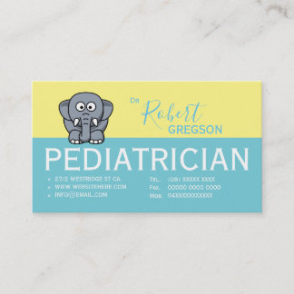 Cute Elephant Paediatrician Appointment Card