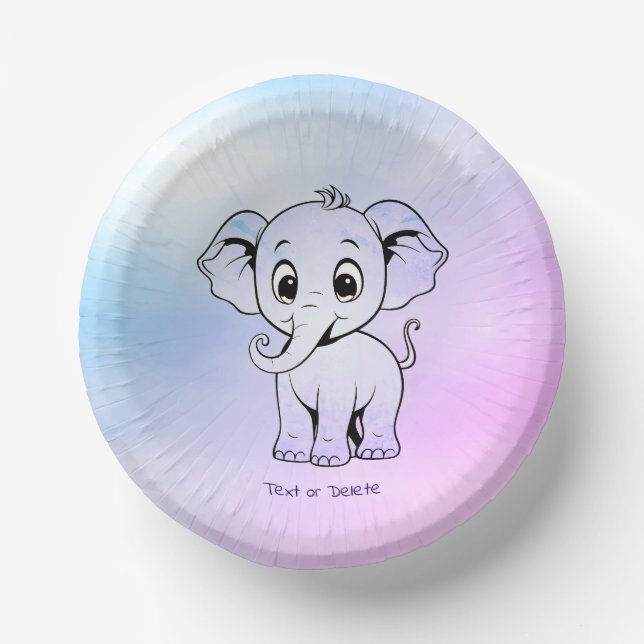 Cute Elephant Paper Bowl Paper Plate (Front)